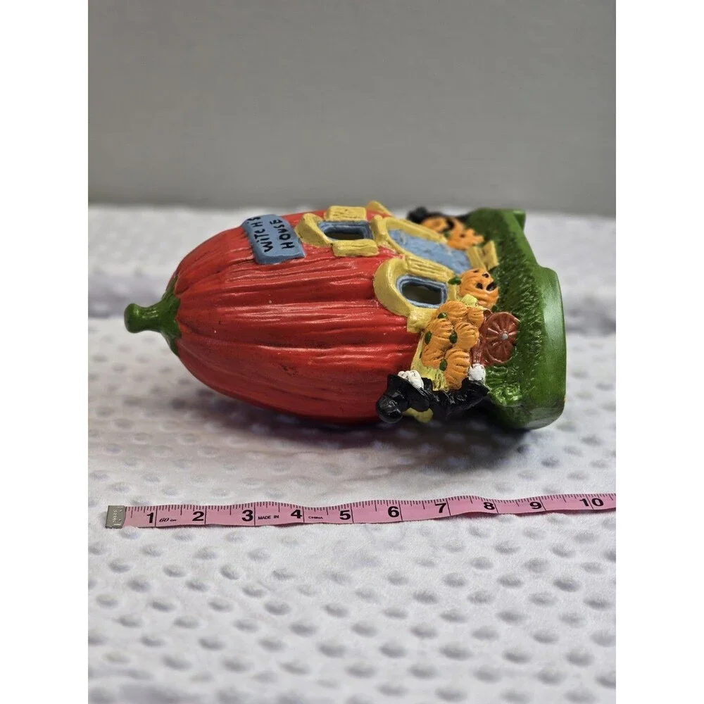 Vintage Halloween Handpainted Ceramic Witch 's  Pumpkin House Modern Lightcraft
